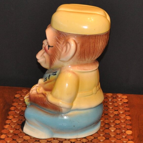 Vintage 1950s Roseville Robinson Ransbottom Jocko Monkey Bananas Cookie Jar 12" - Picture 2 of 8